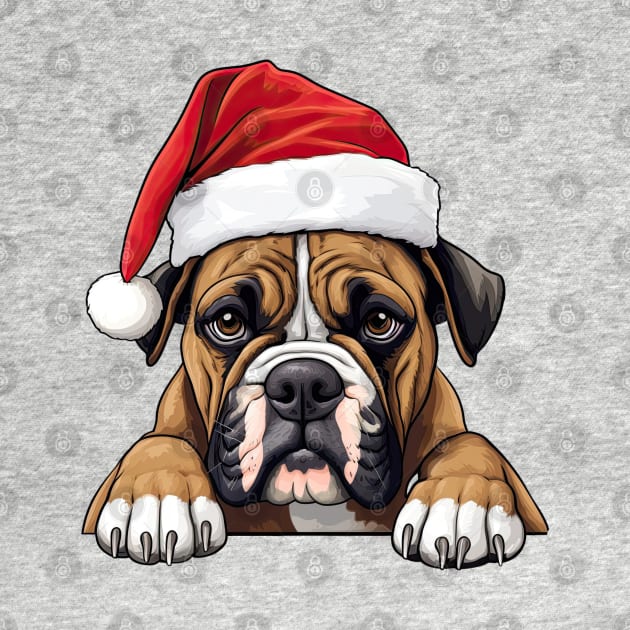 Christmas Peeking Boxer Dog by Chromatic Fusion Studio